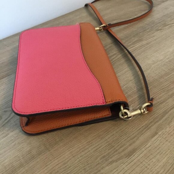 COACH Hayden C5361 Watermelon Color Blocked Leather Flap Snap Crossbody Bag NWOT - Picture 3 of 8